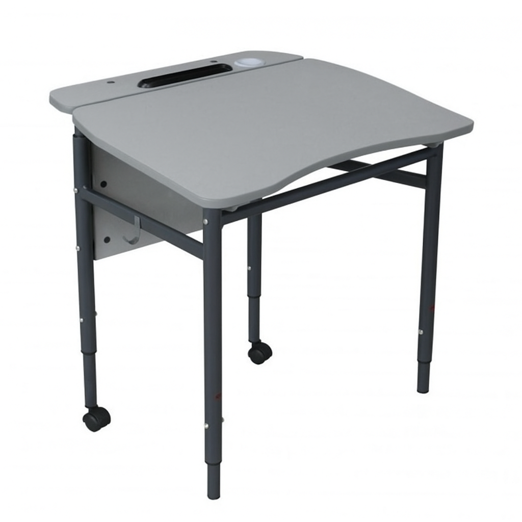 1-місний стіл учнівський (6-кутний), мобільний на двох коліщатках, з регулюванням кута нахилу стільниці, ЛЕЛЕКА, 700х550х580-700 мм.